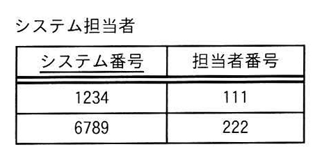 システム担当者の表
